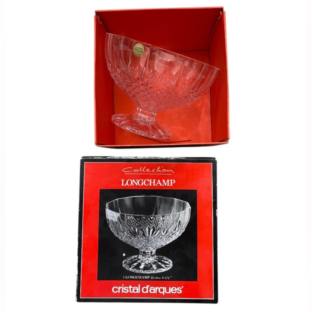 Cristal D'Arques-Durand France Longchamp 8" Footed Bowl Large Crystal compote